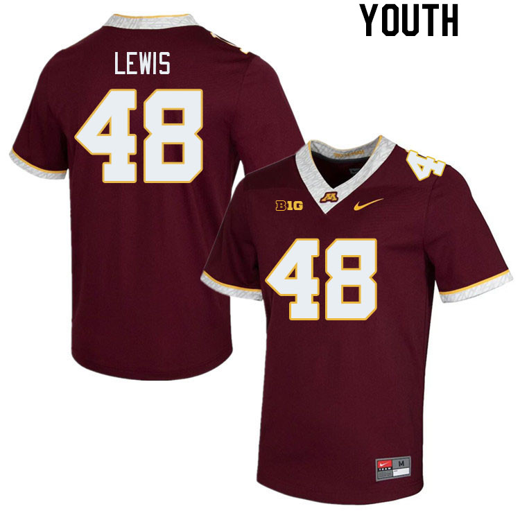 Youth #48 Jacob Lewis Minnesota Golden Gophers College Football Jerseys Stitched-Maroon - Click Image to Close